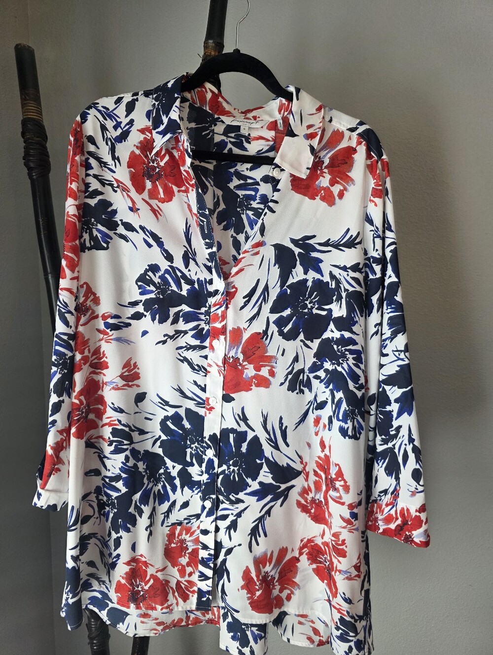 Foxcroft Floral Blouse in Red and Blue